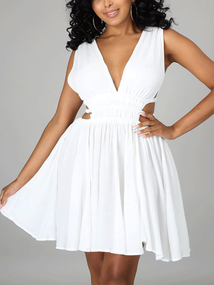 V Neck Cutout Mini Dresses