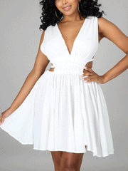 V Neck Cutout Mini Dresses