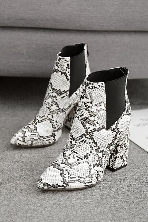 Snake High Heel Ankle Boots