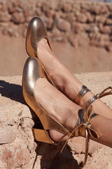Cut Out Lace Up Low Heel Pumps