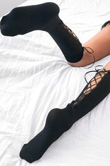 Cross Straps Hollow Mid Stocking