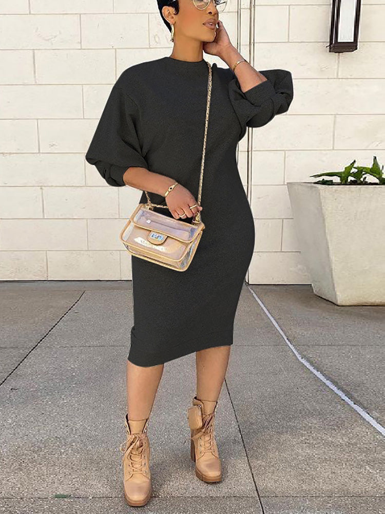 Three-Quarter Sleeve Midi Dresses