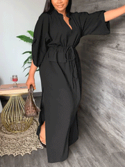 V Neck Waist Maxi Dresses