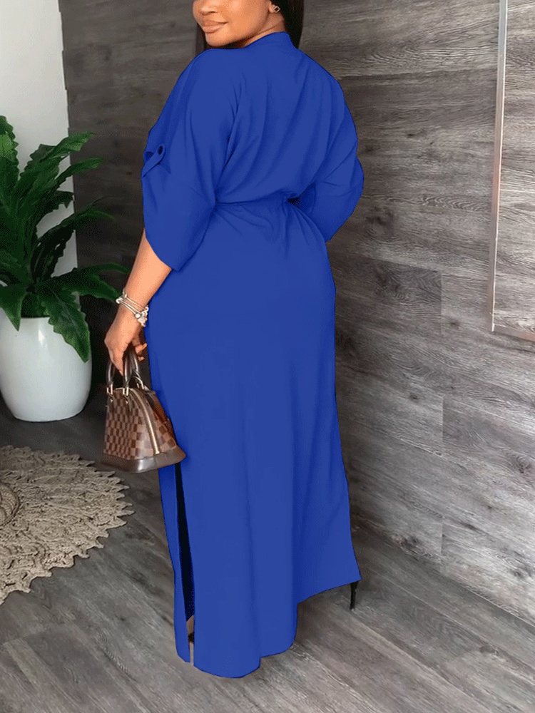 V Neck Waist Maxi Dresses