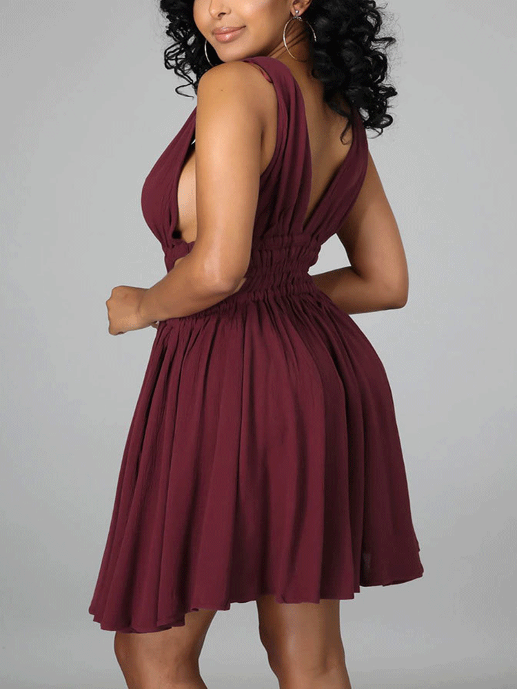 V Neck Cutout Mini Dresses