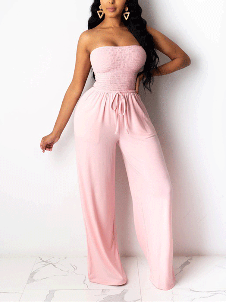 Strapless Wide Leg Jumpsuit