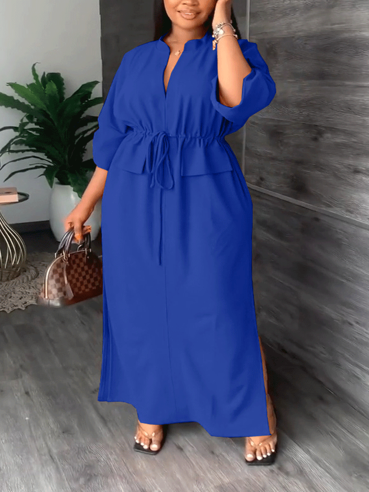 V Neck Waist Maxi Dresses