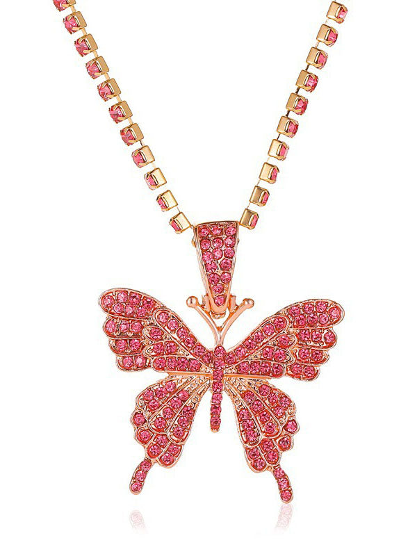 Rhinestone Butterfly Necklace