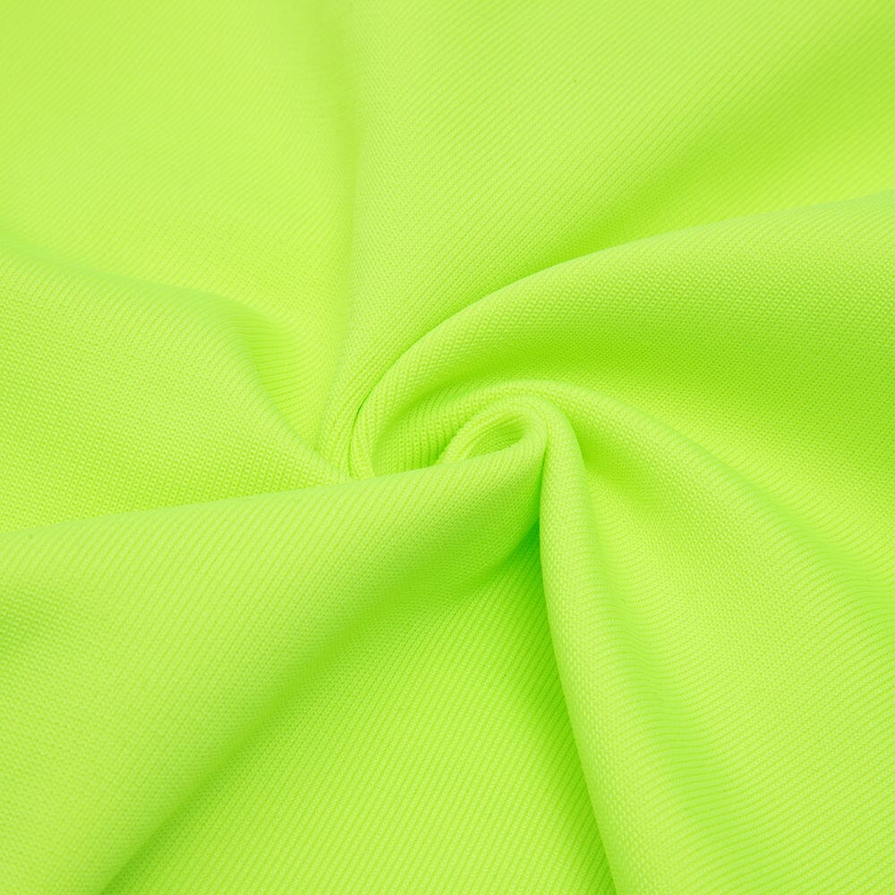 FLUORESCENT GREEN WAIST CUT-OUT SLIM-FIT DRESS