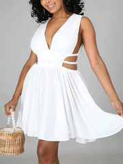 V Neck Cutout Mini Dresses