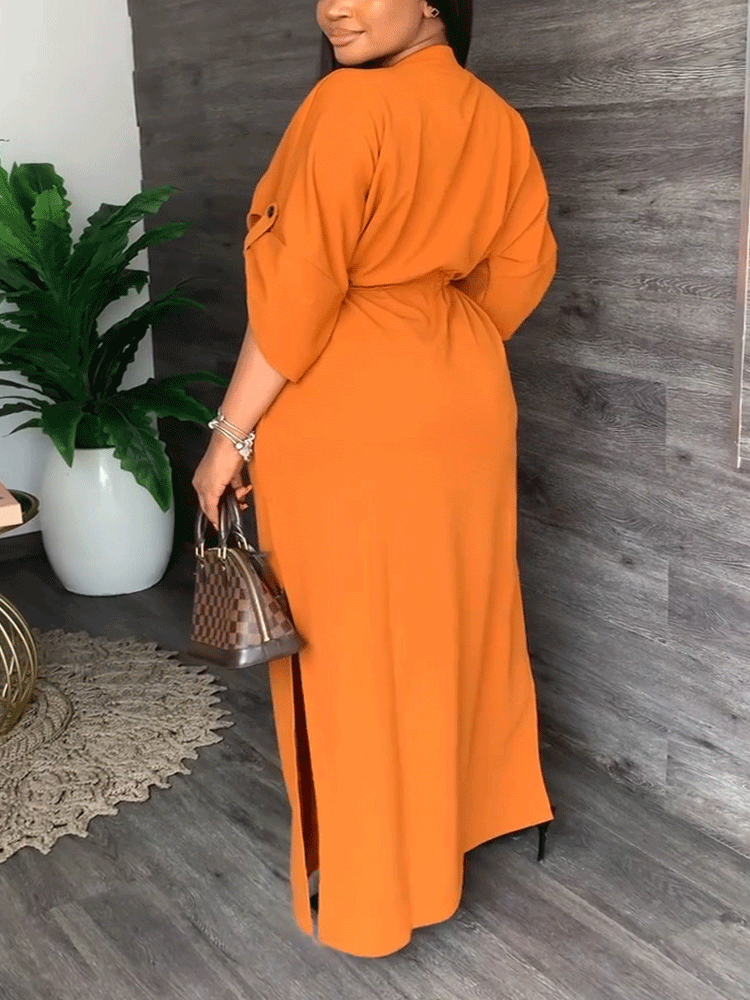 V Neck Waist Maxi Dresses