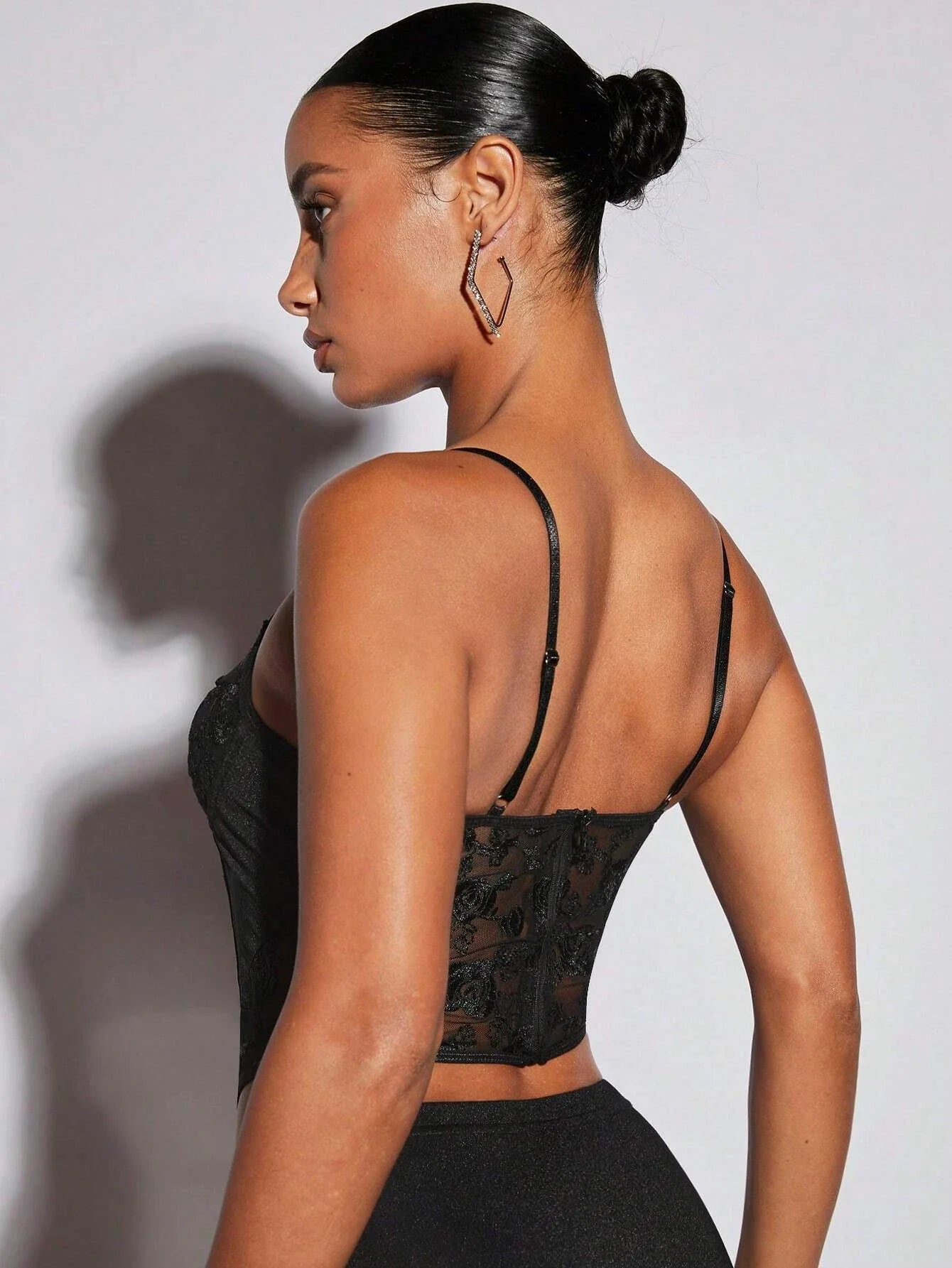 Contrast Mesh Bustier Cami Top