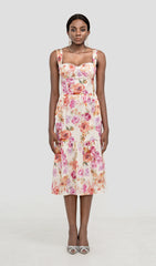 FLORAL MIDI DRESS IN IVORY