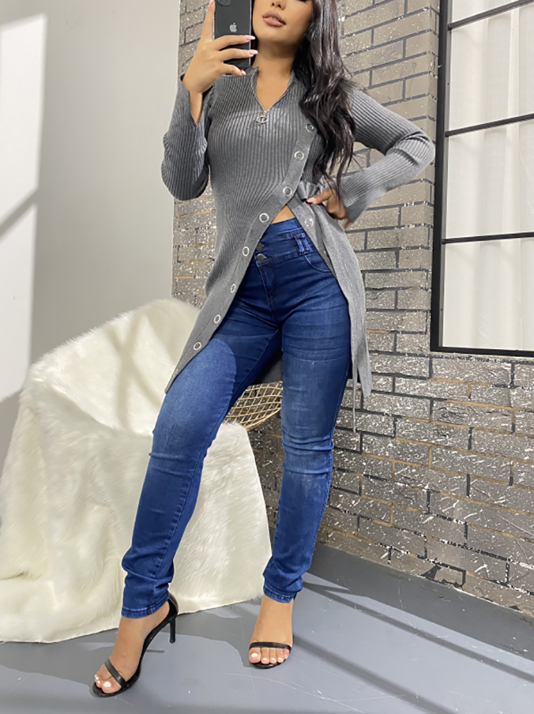 Solid Slit Hem Sweater