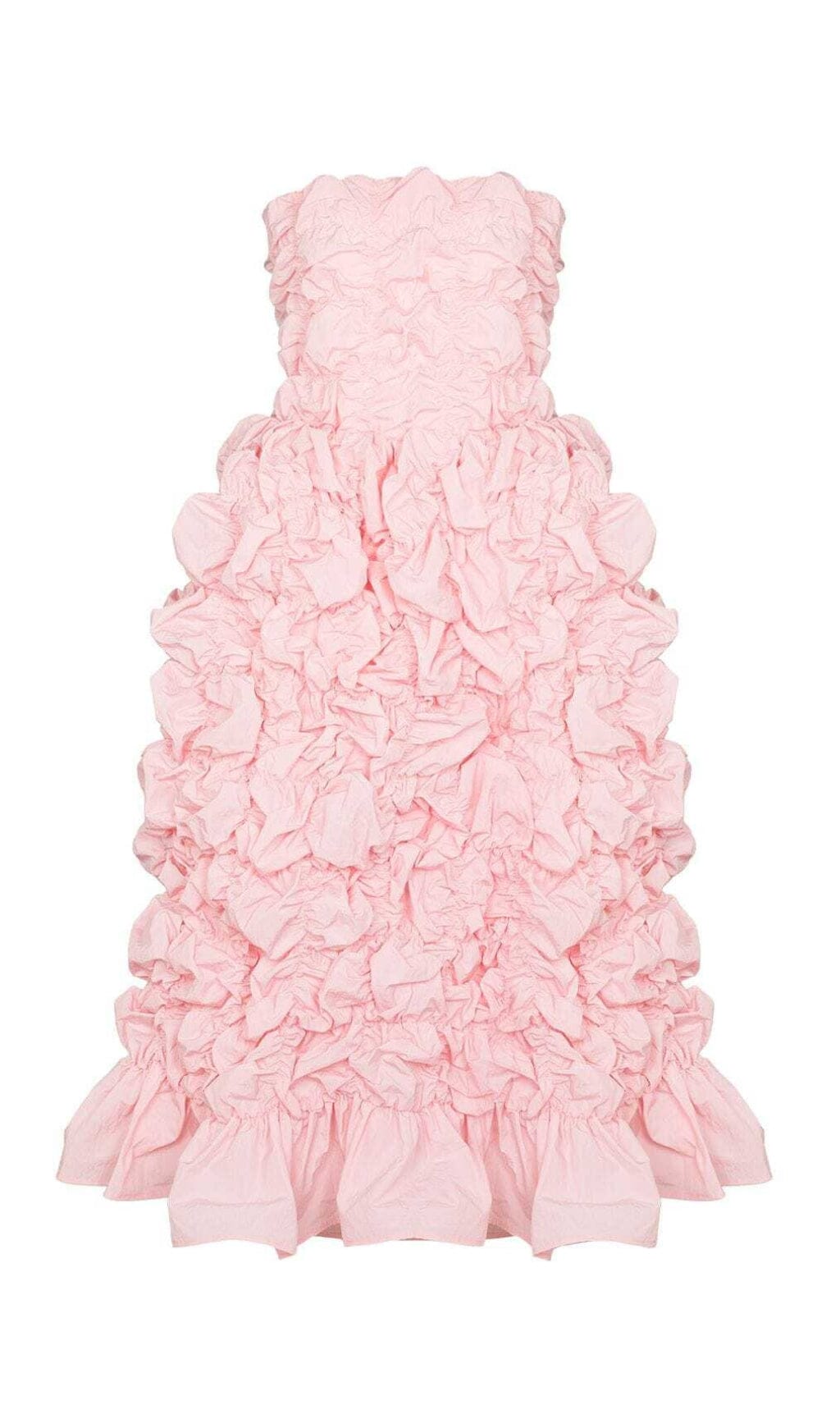 FOLDING RUFFLED MIDI DRESS IN PINK