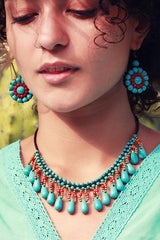 Kallaite Beads Tassels Necklace