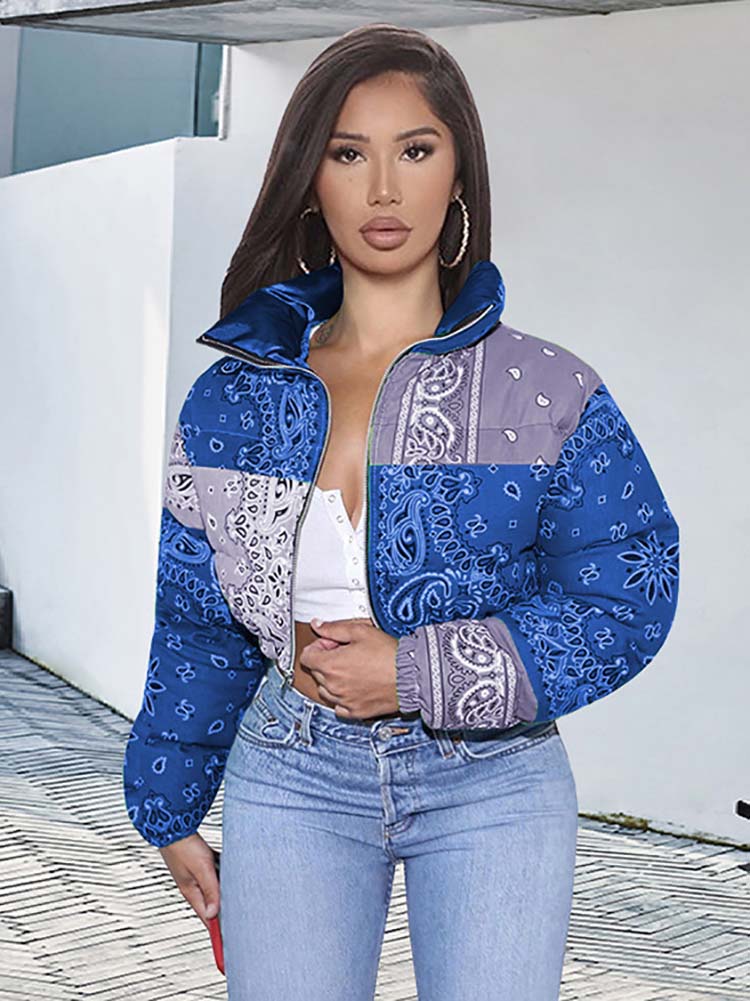 Printed Padded Puffer Short Coat