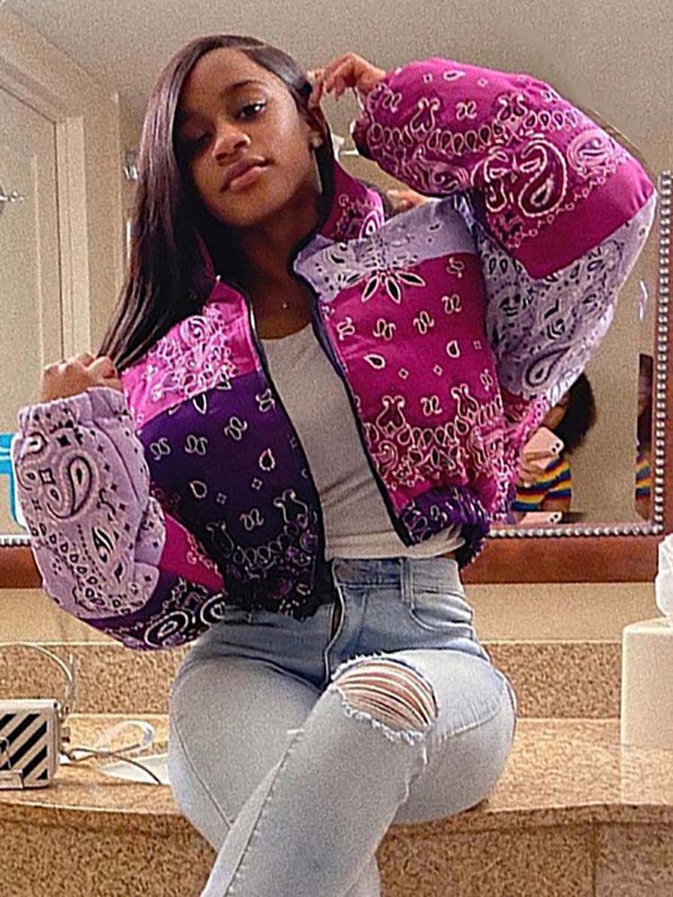 Printed Padded Puffer Short Coat