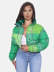 Printed Padded Puffer Short Coat