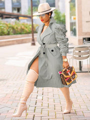 Solid Flounce Turndown Collar Coat
