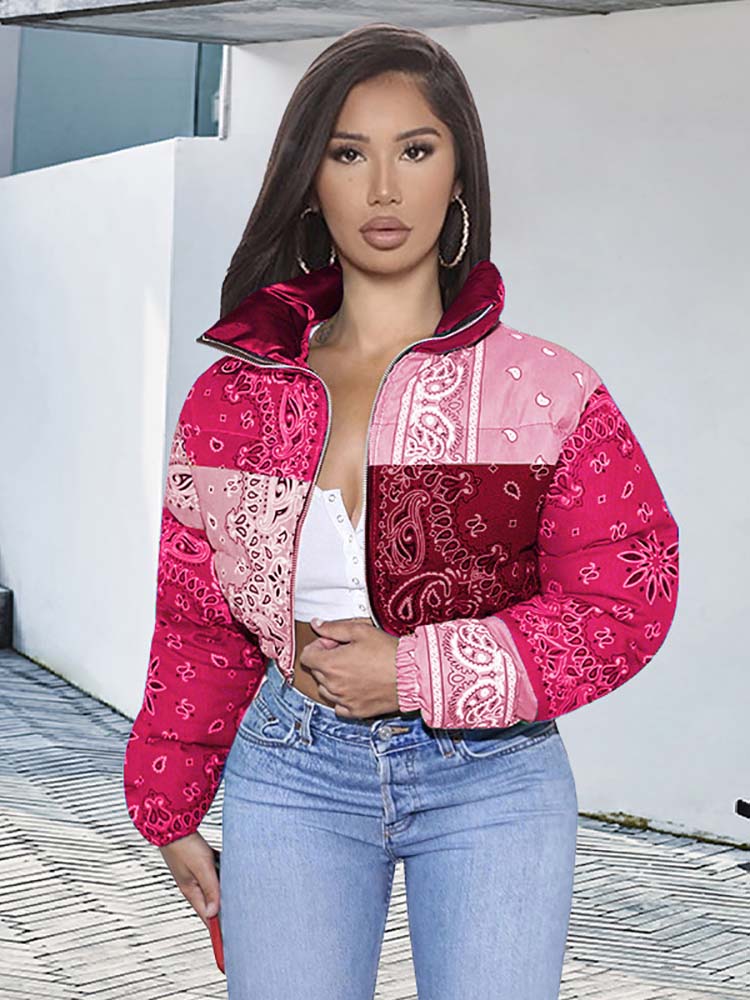Printed Padded Puffer Short Coat
