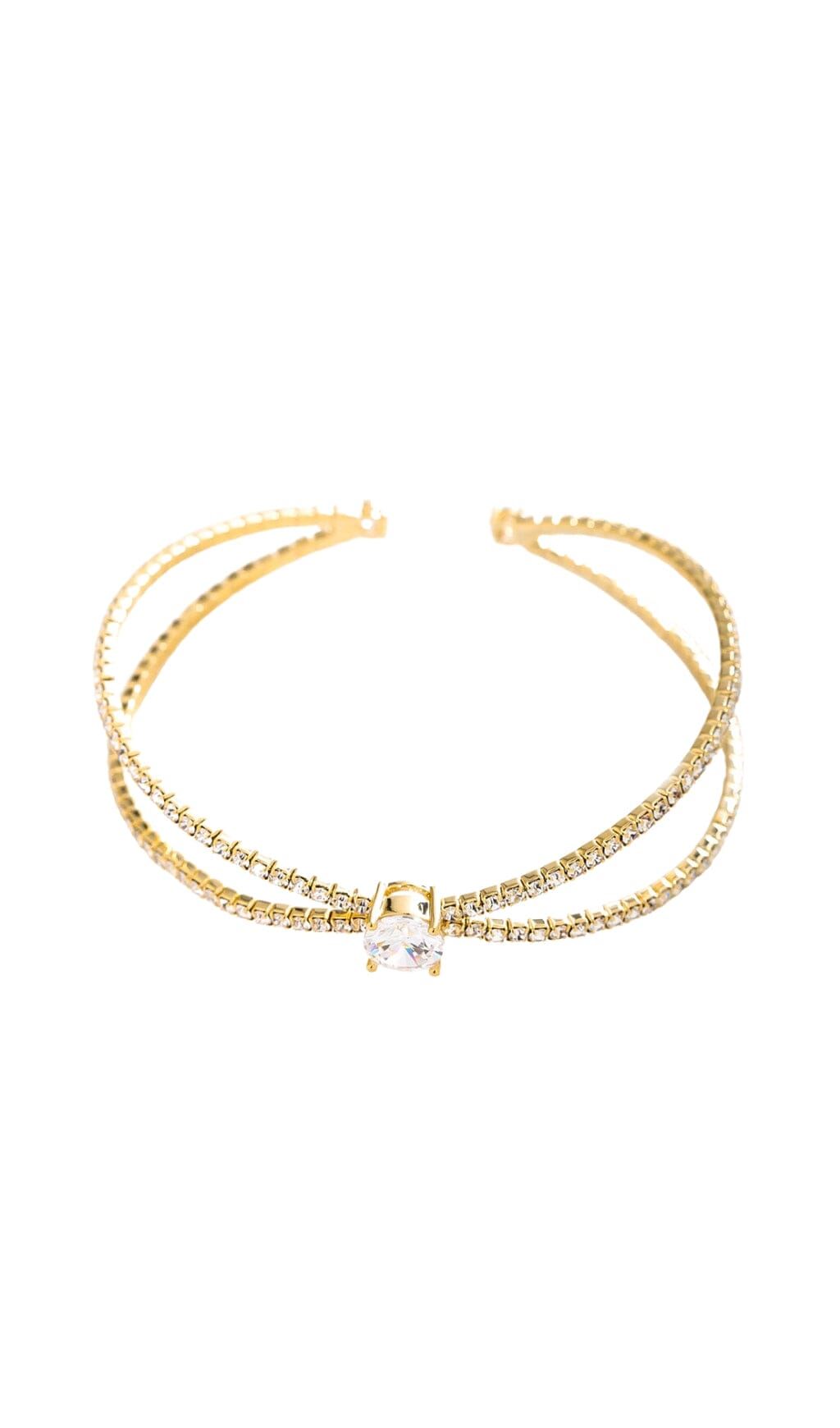 GOLD DIAMANTE PENDANT CUFF BRACELET