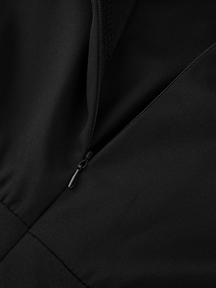 Solid Zipper Lantern Sleeve Romper
