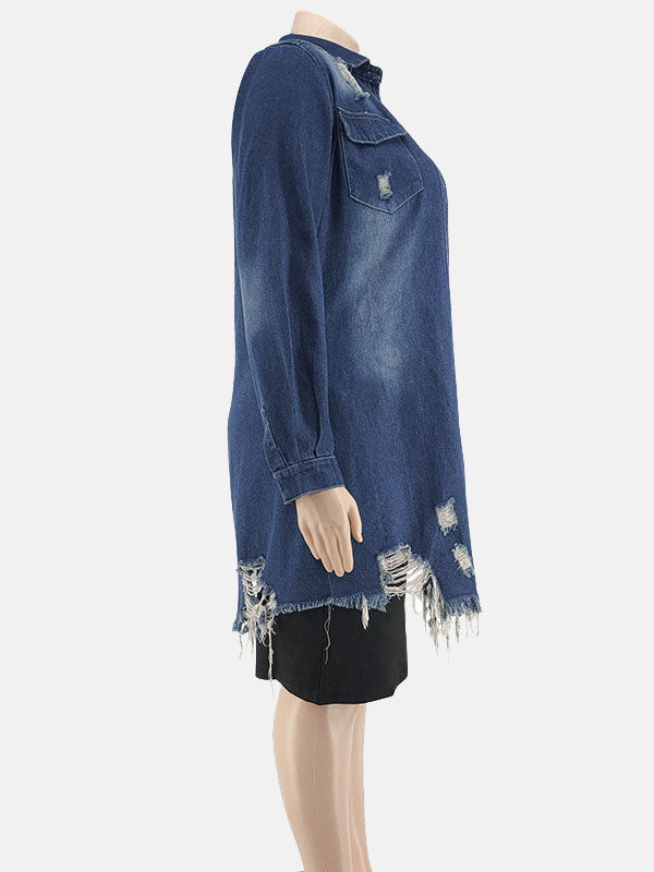 Distressed Denim Coat