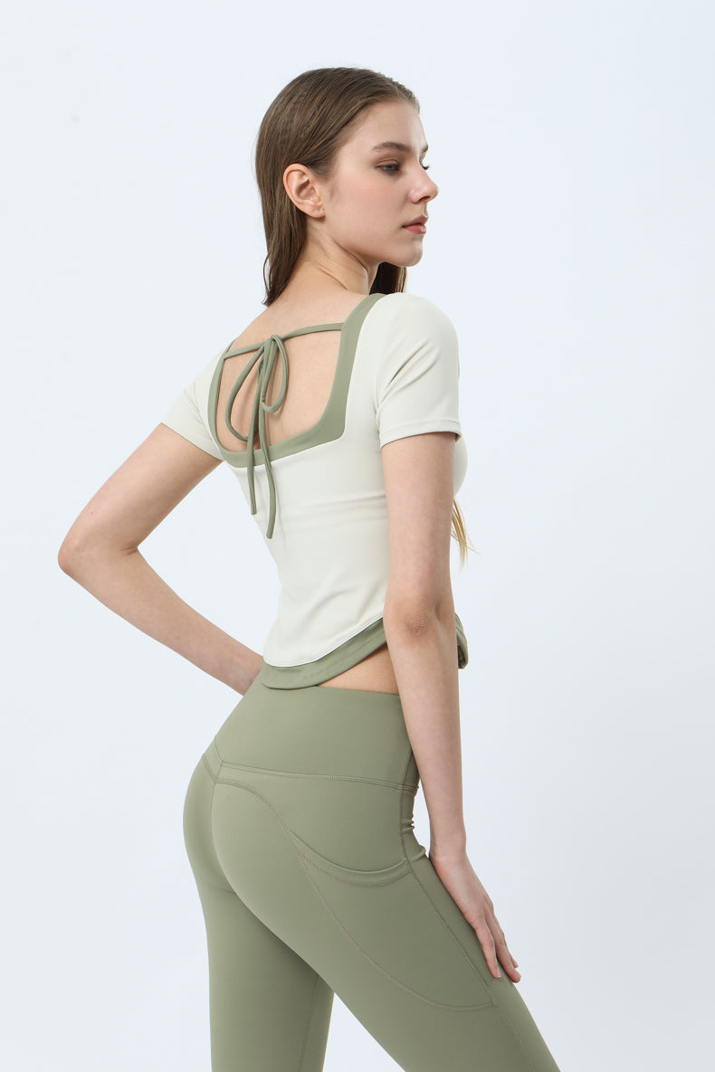 Backless Curved Hem Sports Top