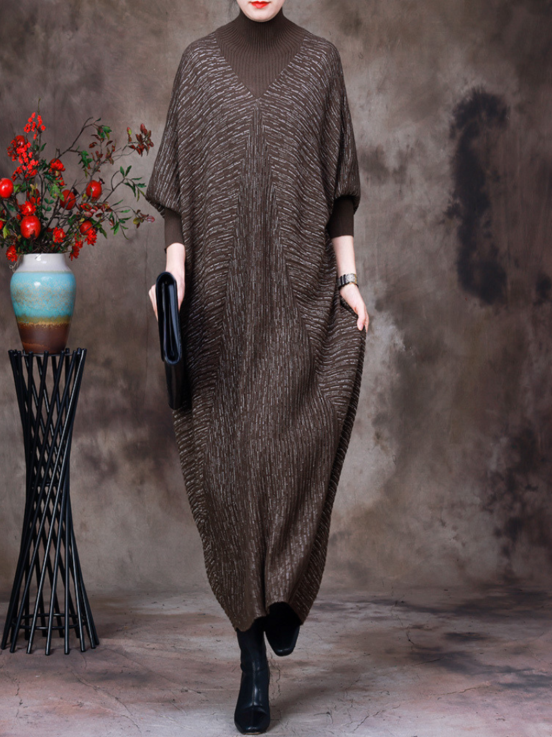 Women's Vintage Dreams Bat Sleeve Knitted Maxi Dresses