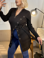 Solid Slit Hem Sweater