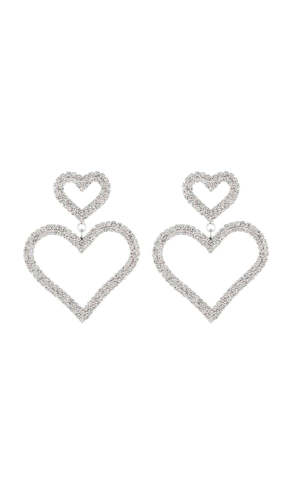 GOLD DIAMANTE HEART SHAPE DROP EARRINGS