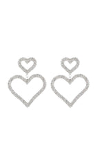 GOLD DIAMANTE HEART SHAPE DROP EARRINGS