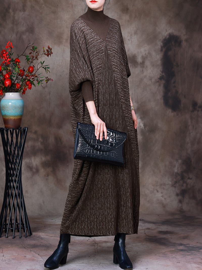 Women's Vintage Dreams Bat Sleeve Knitted Maxi Dresses