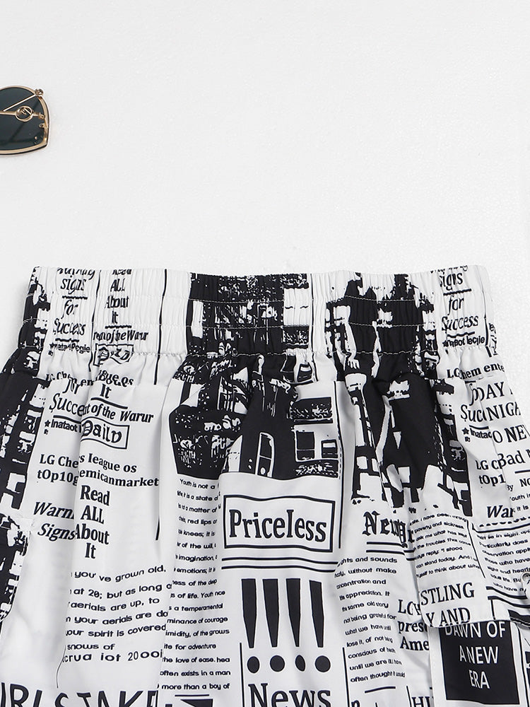 Newspaper Letter Print Skirt