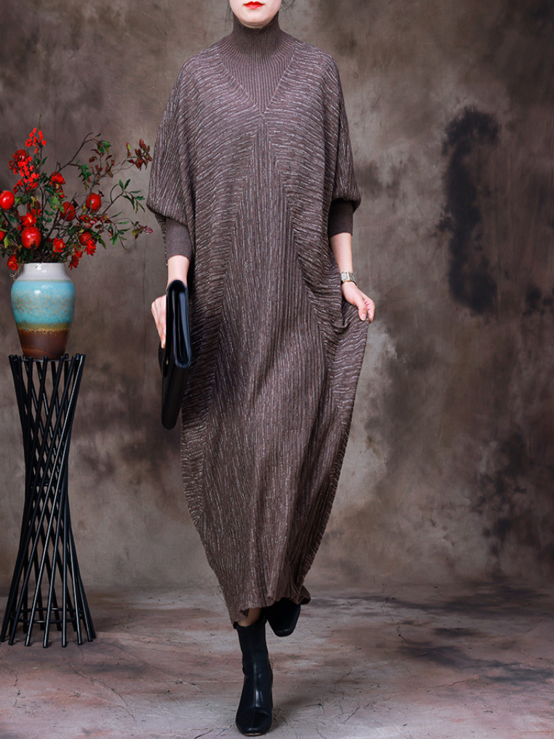 Women's Vintage Dreams Bat Sleeve Knitted Maxi Dresses