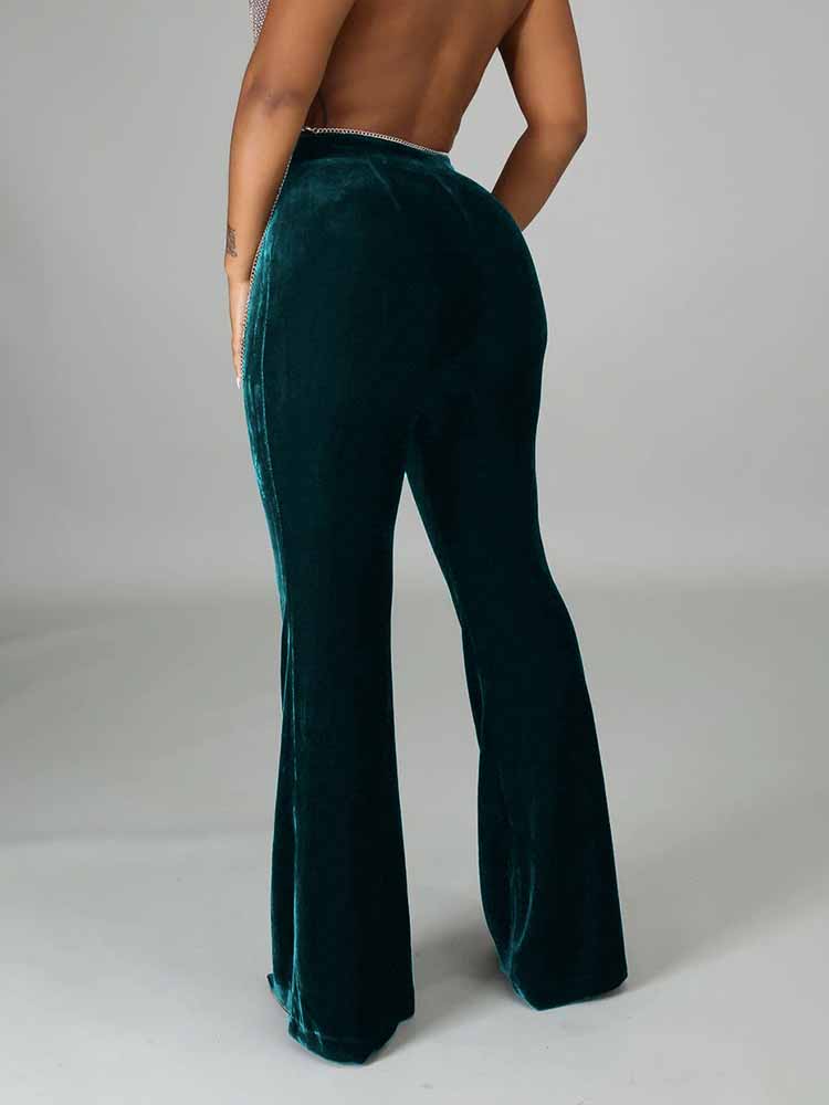 Velvet Bell Bottom Flare Pants