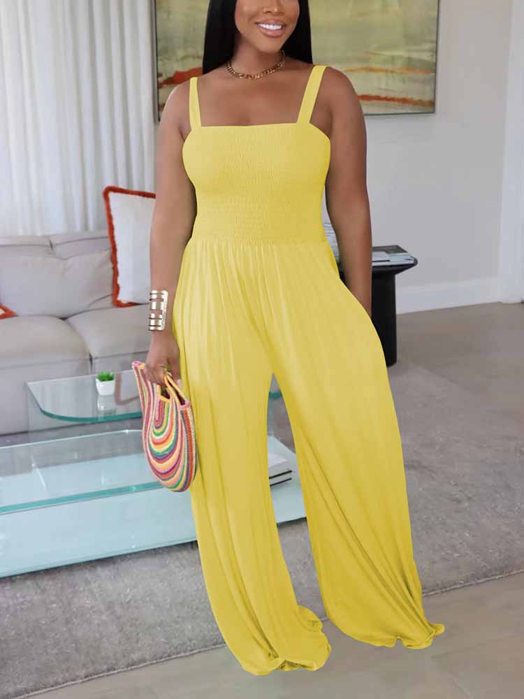 Spaghetti Strap Wide Leg Jumpsuits