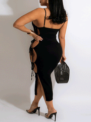 Spaghetti Strap Lace-up Dresses