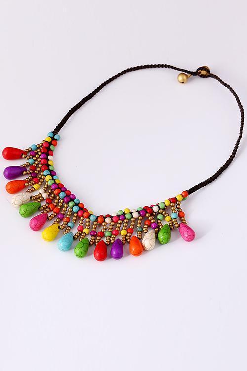 Kallaite Beads Tassels Necklace