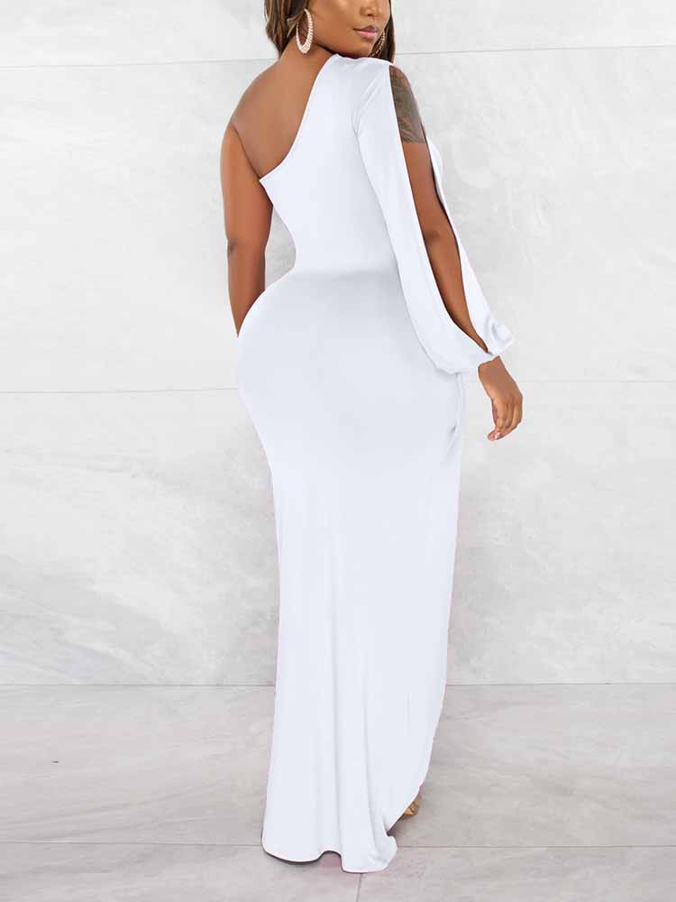 One Shoulder Split Maxi Dresses