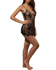 V-Neckline Lace Mesh Pajama Dresses