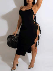 Spaghetti Strap Lace-up Dresses