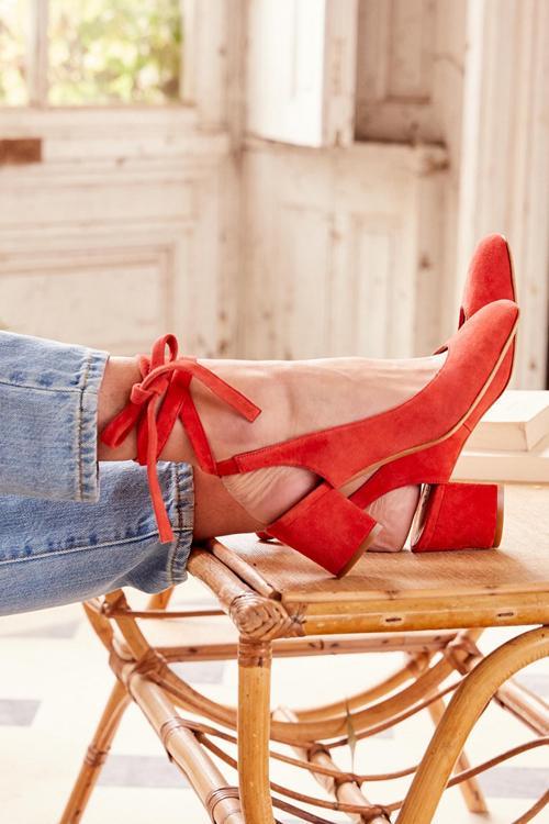Cut Out Lace Up Low Heel Pumps