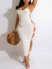 Spaghetti Strap Lace-up Dresses