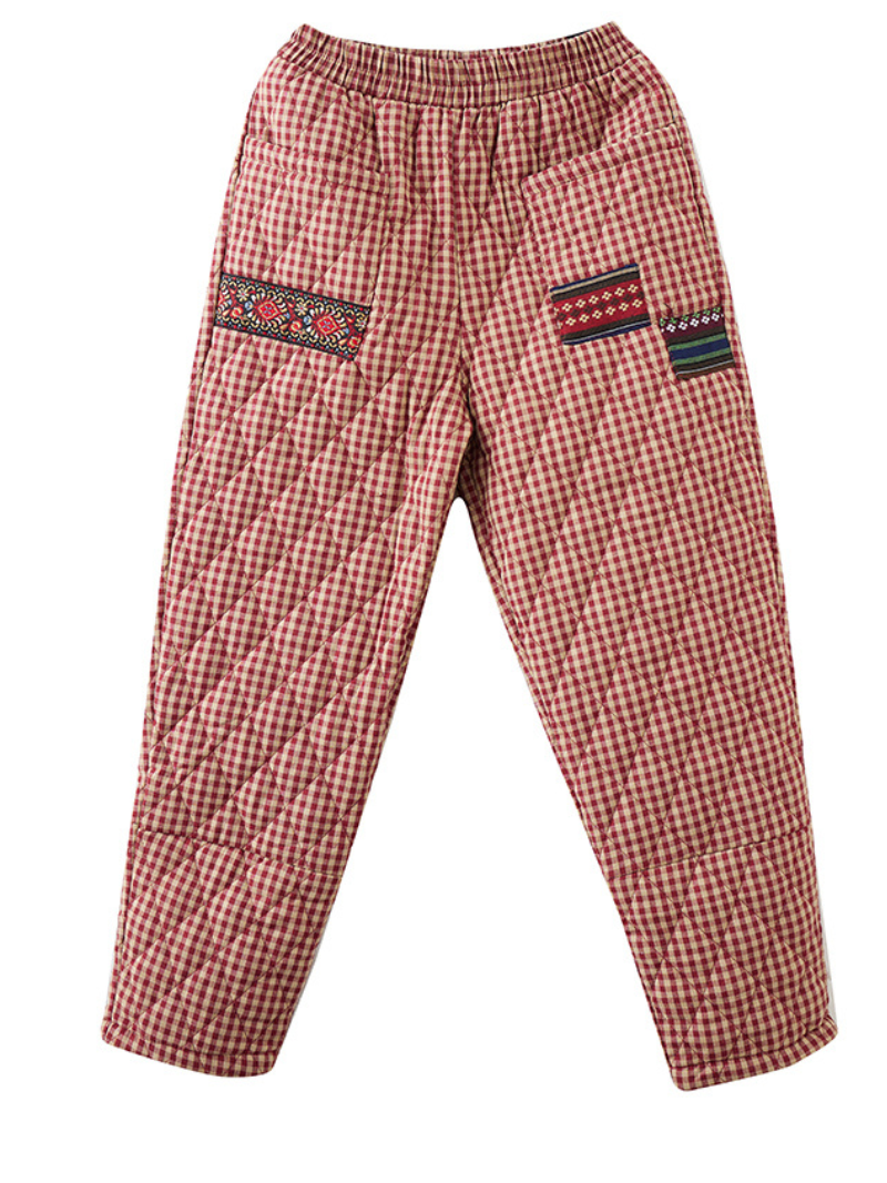 Women's Thickened Warm Harem Pants Plaid Outer Wear Down Cotton Pants