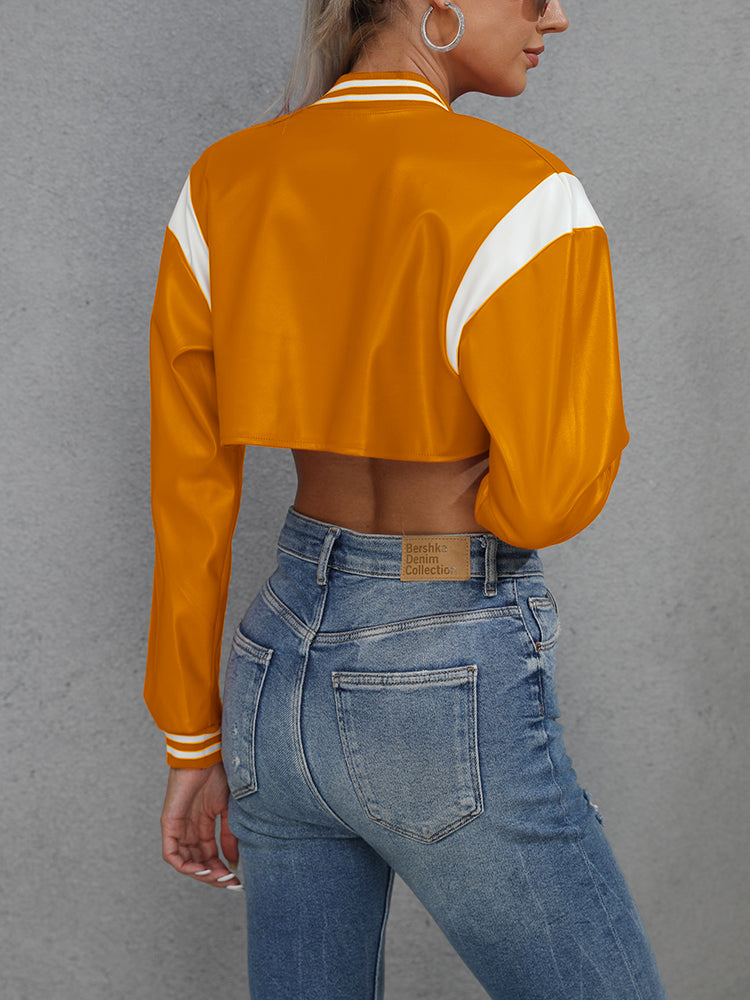 Crop PU Jacket