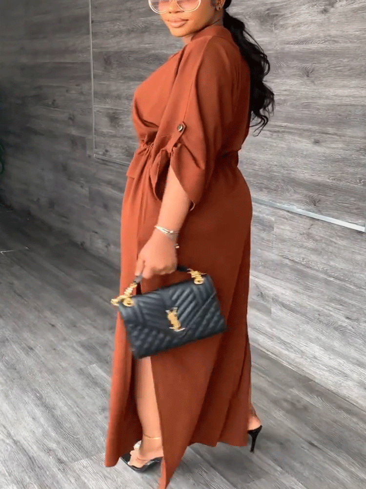 V Neck Waist Maxi Dresses
