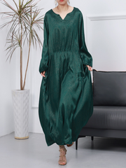 Womnen's Spring Loose Stylish V-Neck Long A-Line Dresses