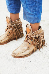 Tassels Rivets Faux suede boots